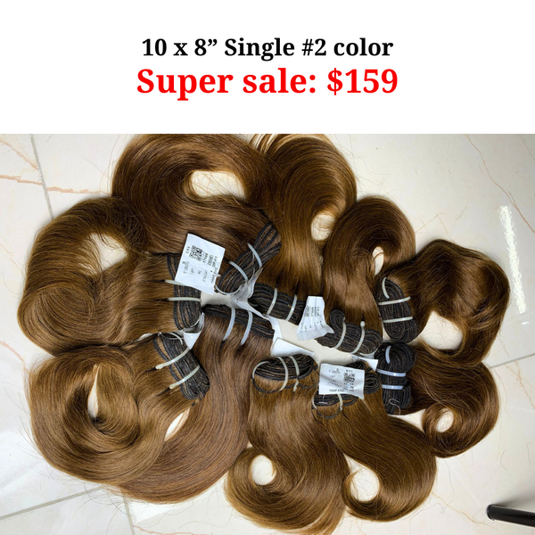 10pcs 8" Wavy single drawn #2 color hair