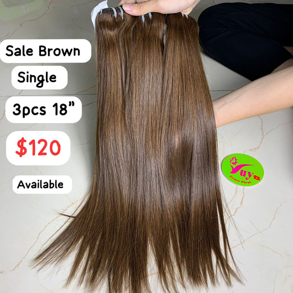 18" 3pcs Straight Sale Brown Single