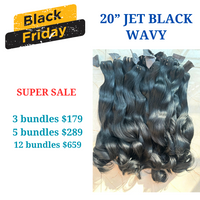 3pcs 20" wavy jet black hair color