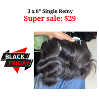 3pcs 8" Wavy single drawn remy hair