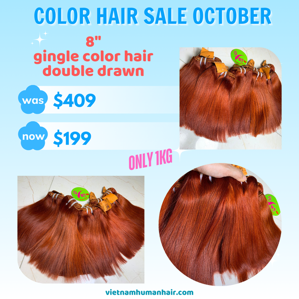 1kg 8" ginger color hair double drawn