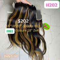 16"18"20" straight double drawn highlight HL1 color hair (Free 18" 2x4 closure)