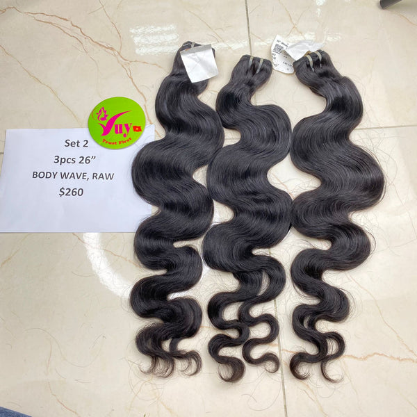 3pcs 26" Body Wavy. Double Drawn, Raw hair (R37)