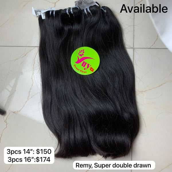 3pcs 14" Straight, Super Double Drawn, Remy hair (R141)