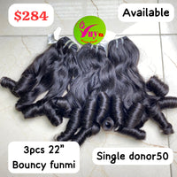 3pcs 22" bouncy funmi single donor50 hair