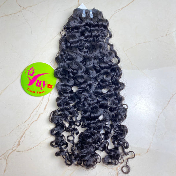 Burmese kinky loose curly double drawn virgin hair bundle