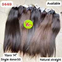 10pcs 14" bundles straight single donor50 hair