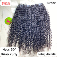 4pcs30" Kinky curly double drawn raw hair