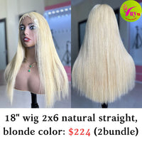 18'' Wig 2x6 natural straight blonde color