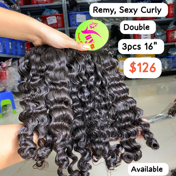 3pcs 16'' Sexy Curly Remy Double