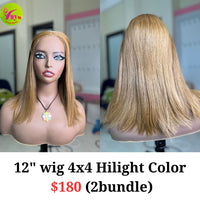 12'' Wig 4x4 Highlight Color (2 bundle)