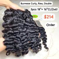 3pcs 18''+16''CL(2x6) Burmese Curly Raw Double