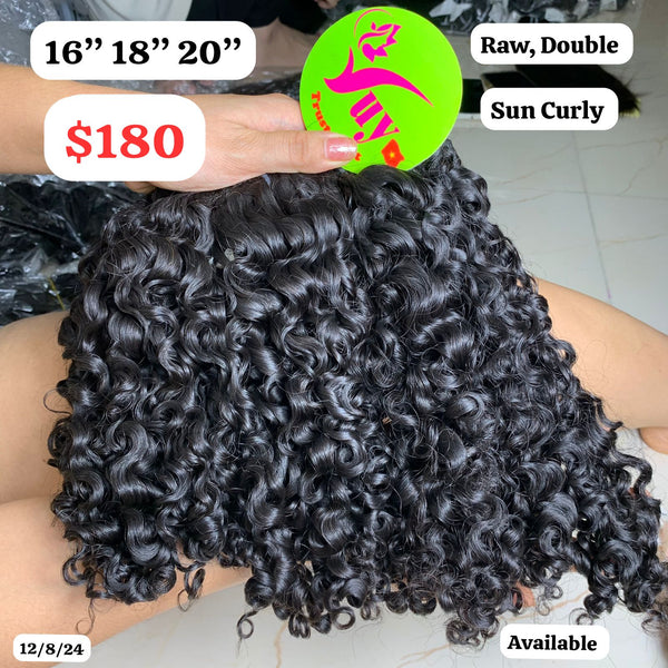 16"18"20" Sun curly Double drawn Raw hair