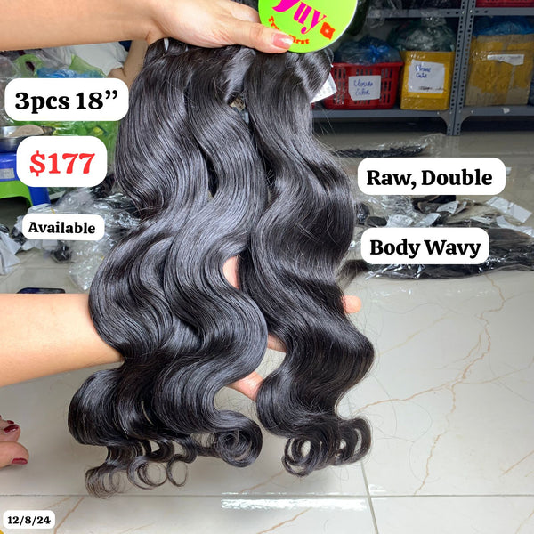 3pcs 18" Body wavy Double drawn Raw hair