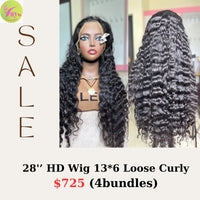 28" 13x6 HD lace wig Loose curly (from 4 bundles)