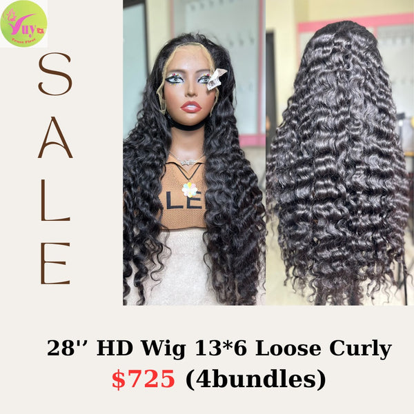 28" 13x6 HD lace wig Loose curly (from 4 bundles)