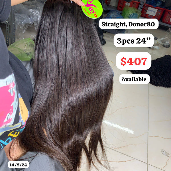 3pcs 24" Straight Single donor hair