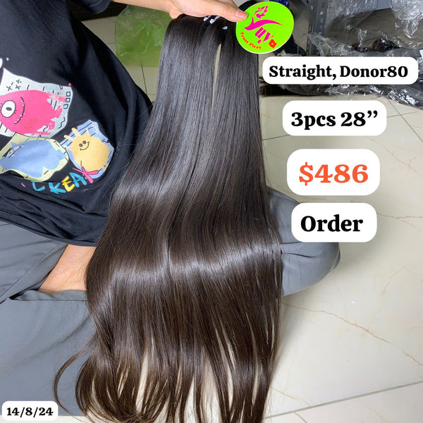 3pcs 28" Straight Single donor hair