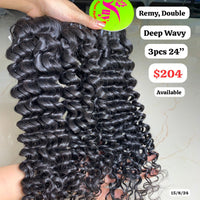 3pcs 24" Deep wave double drawn remy hair