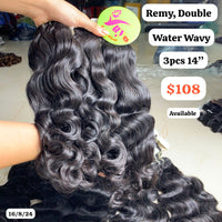 3pcs 14" Water wave double drawn remy hair