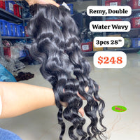 3pcs 28" Water wave double drawn remy hair