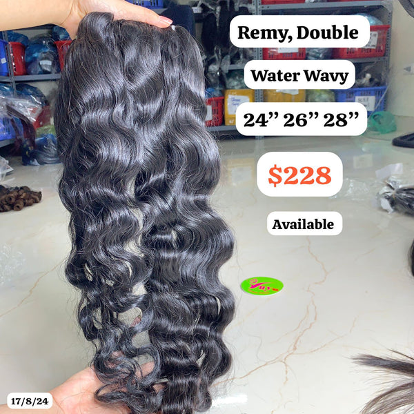 24"26"28" Water wave double drawn remy hair