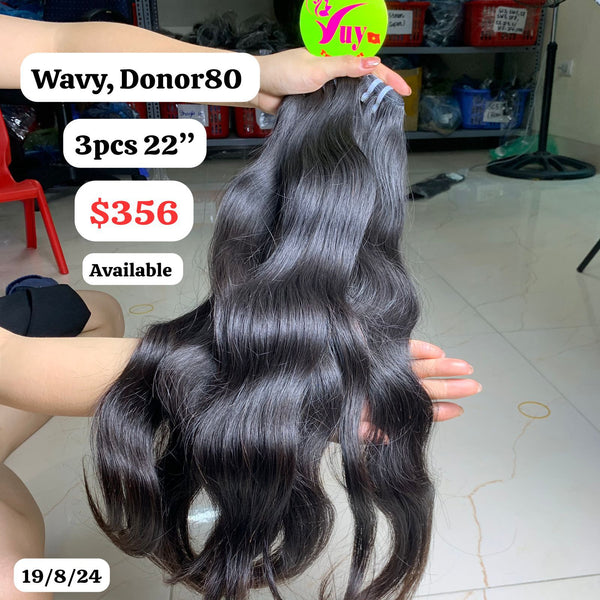 3pcs 22" Wavy single donor hair