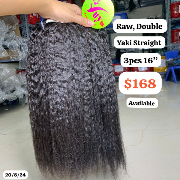 3pcs 16" Yaki straight double drawn raw hair&nbsp;