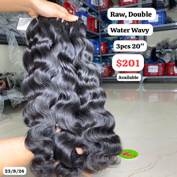 3pcs 20" Water wavy double drawn raw hair