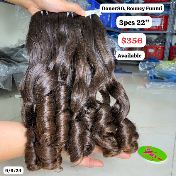 3pcs 22" Bouncy funmi single donor 80 hair