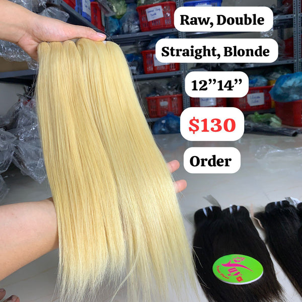 12"14" Straight double drawn #613 color hair