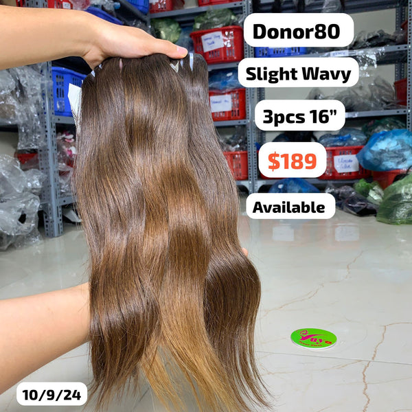 3pcs 16" Slight wave single donor 80 hair