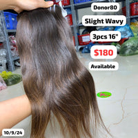 3pcs 16" Slight wave single donor 80 hair