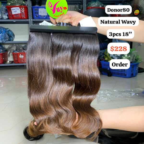 3pcs 18" Natural wave single donor 80 hair