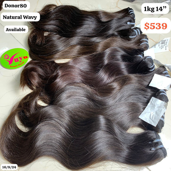 1kg 14" Natural wave single donor 80 hair