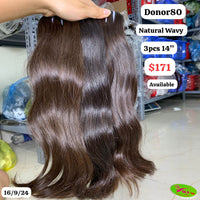 3pcs 14" Natural wave single donor 80 hair