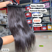 3pcs 26" Straight double drawn raw hair