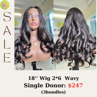 18" 2*6 closure wig wavy single donor hair (from 3 bundles)