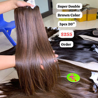 3pcs 20" Straight super double drawn brown color raw hair