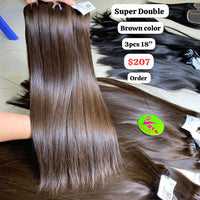 3pcs 18" Straight super double drawn brown color raw hair