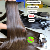 3pcs 22" Straight super double drawn brown color raw hair