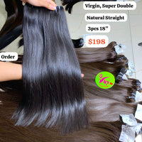 3pcs 18" Straight super double drawn virgin hair