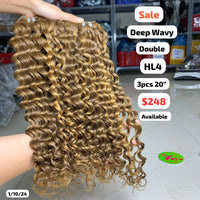 3pcs 20" Deep wavy double drawn highlight HL4 color hair