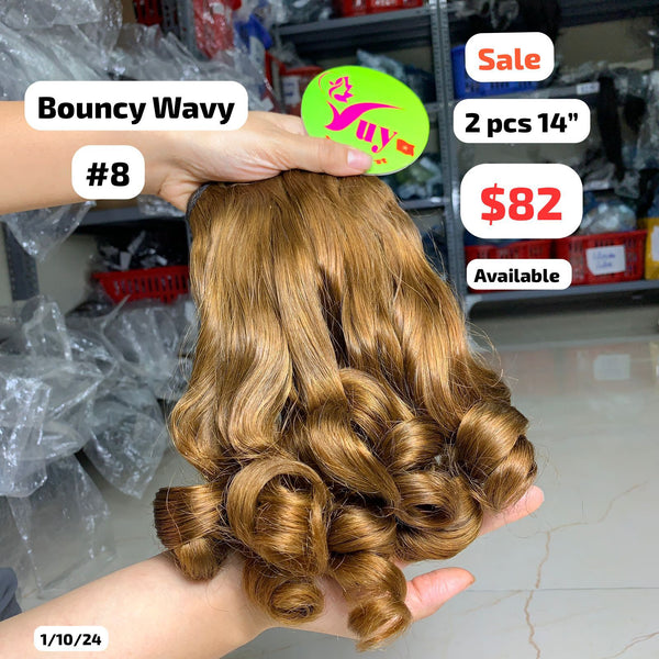 2pcs 14" Bouncy wavy #8 color hair