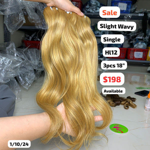 3pcs 18" Slight wave single drawn highlight HL12 hair