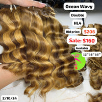 12"14"16" Ocean wave double drawn highlight HL4 color hair