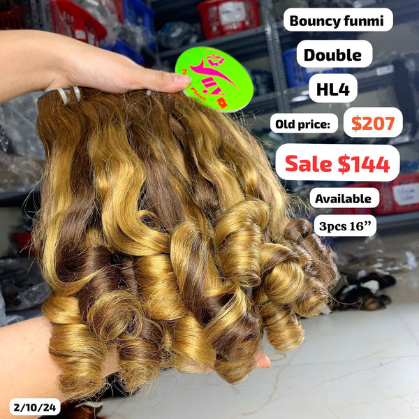 3pcs 16" Bouncy funmi double drawn highlight HL4 color hair