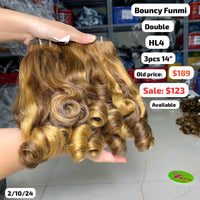 3pcs 14" Bouncy funmi double drawn highlight HL4 color hair