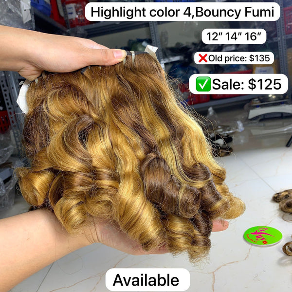 12"14"16" Bouncy funmi double drawn highlight color 4 hair