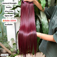 3pcs 24" Straight double drawn wine color hair